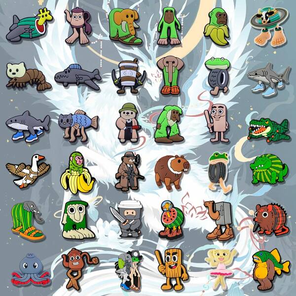 Cartoon Street Style Silikon Loch Schuh Charms, Clogs Charms, Garten Schuh Dekorationen, weiche Gummi Schuh Clips, Geschenke für Feiertage und Fans, Ausschnitt Clogs Liebhaber kleine Geschenke