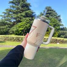 MAP OF THE SOUL : 7 () Muster Edelstahl Wasserflasche - 600ml/1200ml doppelwandige Vakuumisolierte Tasse mit Griff & Strohhalm | Perfekt für Schule, Reisen & K-Pop Fans