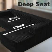 105'' Plush Cloud Sectional Couch, (Black)Boneless L Shape Couch With Deep Seat, Sectional Sofa, Living Room Sofa, No Assembly Required, Minimalist Modular Couches Sleeper For BedroomApartment Lounge,Sofa De Sala, Couch, Sofa Cama, Muebles Para Sala, Christmas Decoration, Christmas Decorations For Home, Living Room Set Furniture. - 黑色 - 查看 7
