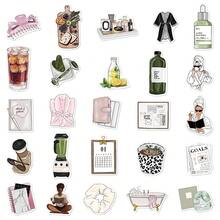 50张干净女孩白色贴纸，适用于笔记本、会计簿、书桌、墙壁、杯子装饰、教室用品，适合万圣节，创意贴纸作为礼物 - 彩色 - 查看 8