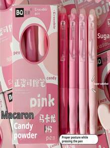 可擦速干 0.5 毫米笔尖时尚马卡龙色调中性笔，适合学生使用 - 流畅书写，蓝色和黑色，美观大方，适合学校、办公室和考试准备