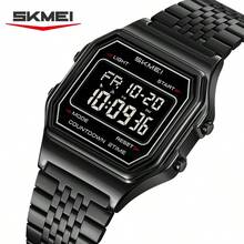 Skmei SKMEI 2465 Luxury Man Digital Watch Clear Stainless Steel Band Rectangle Digital Display Small Business Wristwatch