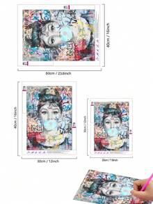5D DIY 钻石画，流行涂鸦风格，5D DIY 刺绣马赛克艺术，高饱和度彩色帆布墙面艺术印刷。家居装饰钻石画，手工装饰画，DIY 自己的墙面艺术，享受动手的乐趣，送给朋友的最佳礼物。钻石画，钻石艺术 - 彩色 - 查看 4