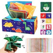 1 pieza Caja de pañuelos de bebé con sonido, juguete Montessori para bebés de 0+ meses, juguete sensorial, pañuelo de desarrollo, regalo de aprendizaje temprano, regalo de Navidad/cumpleaños, relleno de calcetín de Navidad, adecuado para recién nacidos niños y niñas, juguetes para bebés, decoración navideña - Multicolor - Ver 13