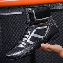 Zapatos deportivos de boxeo de alta gama, súper mil, ligeros, antideslizantes y resistentes al desgaste para lucha - Negro - Ver 5