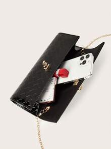 Fashionable Shiny Crocodile Pattern Handbag, Luxury Women's New Party Bag Clutch, Exquisite Long Prom Bag With Hardware Pendant, Suitable For Women To Match With Gorgeous Banquet Dresses, Suitable For Summer Parties, Gatherings, Dinners, Weddings - màu đen - Xem 6
