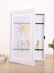 Moldura de exposição de arte magnética de madeira com abertura frontal, tamanho A4, 1 peça, design minimalista, retangular multicolorido, arte mutável, adequada para decoração de casa, exposição de arte infantil, decoração de sala de estar e quarto, pintura e exposição de fotos