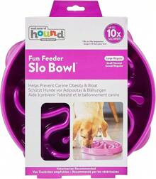 Outward Hound Fun Feeder Slo Bowl, Large Slow Feeder Dog Bowl, 4 Cups, Purple