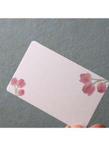 20张/套圆角空白DIY绘画卡、厚纸板贺卡、花卉图案卡、白卡纸礼品卡、手写祝福卡 - 彩色 - 查看 7