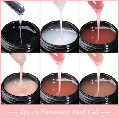 Mtssii 8毫升裸粉色透明乳白色UV延长胶，6色美甲延长胶，硬胶加固指甲，美甲套装