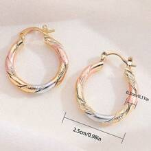 Golden Colorful Hoop Earrings Bohemian Style Alloy Earrings Exquisite Gift Women's Daily Casual Earrings Casual Wedding Party Jewelry, Ladies' Birthday Gift - 金色 - 查看 5