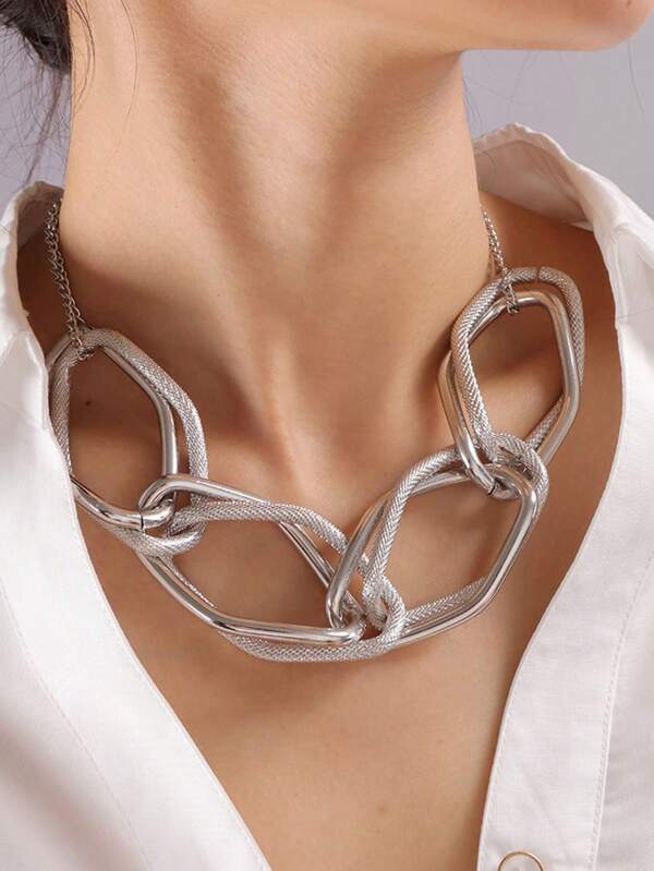 Fashionable New Geometric Exaggerated Chain Necklace For Women, Thick Chain Necklace Jewelry