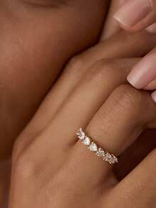 独特优雅甜心锆石永恒 925 纯银精美戒指爱情礼物情侣女士情人节 - Heart Zircon Rings - 查看 9