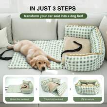 Sedile rialzato per auto per animali domestici pieghevole, letto per cani/gatti in tessuto scozzese traspirante, rimovibile, per viaggi all'aperto, adatto per cani di piccola taglia come Barboncino, Chihuahua, Bichon Frisé