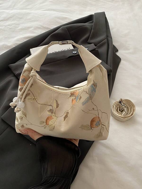 1pc Women's Elegant Printed Handbag, Detachable Shoulder Strap, Tote Bag