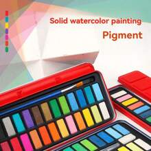 1pc Portable Solid Watercolor Pigment Set, Iron Box, Art Supplies, Hand Drawn Children's Painting, Pigment Powder Face Paint, Watercolour, Art Supplies, Face Paint>Makeup, Painting Set Kids, Water Color, Paint Set, Watercolor, Kids Art Sets, Painting Set Kids, Make Up Kids, Water Color, Paint, Water Colour, Water Color, Water Colour,Back To School