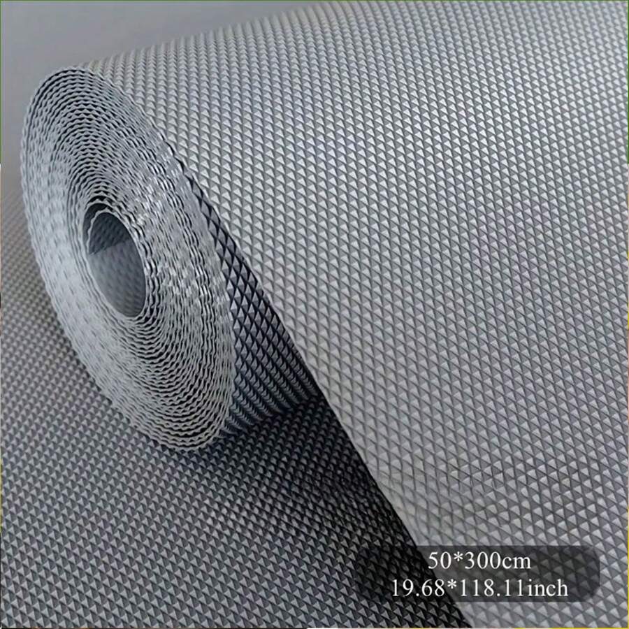 1 Roll, Kitchen Cabinet Liner, Drawer Liner, Waterproof And Oil-Proof Cabinet Liner, Non-Slip Drawer Liner, EVA Material No Adhesive, Kitchen Mat, Countertop Diamond Pattern, Shelves, Cabinets, Refrigerators, Tables, Wardrobes,Spring Summer Picks,Brides Maid Gifts,Room,Bedroom Deccor,Bedroom Deccor,Beach,Travel,For Men,For Women,Vacation - Silver Gray - View 1