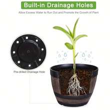 Vintage Whiskey Barrel Planter - Resin Stripe Pattern, Set Of 2 Oval Plastic Planters With Drainage Holes And Trays, Suitable For Herbs And Succulents, Suitable For Indoor And Outdoor Use - 復古中號 - 查看 5