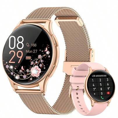 Little Meatballs G35 Smart Watch, Fitness Tracker Designed For Women, IP67 Waterproof & Dustproof, With Heart Rate, 100+ Sports Modes, Blood Oxygen, Period Tracking, Sleep & Calorie Monitoring, Compatible With Android & IOS