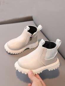 New Fashion Children's Boots, Boys' Boots, Girls' Casual Boots, Black Mid-Calf Boots For Toddlers, Autumn/Winter - Beige - View 5