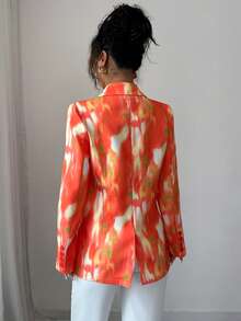 Women'S Vibrant Orange Blazer Suit ,Elegant Lapel Long Sleeve Blazer For Office & Work,Women's Clothing Casual Street Style For All Seasons, Casual Chic Jacket | Vibrant Jacket | Durable Fabric New Fall Fashion Women - Orange - View 2