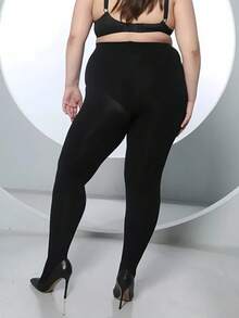 1双黑色加大码连裤袜，简约风格，宽松版型，高密度亮面超薄高弹连裤袜，适合日常穿着，舒适透气。 - 黑色 - 查看 3