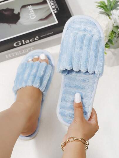 Women's Fashion Fluffy Plush Slippers, Bridesmaid Slippers, Lightweight Indoor Floor Slippers For Winter,Furry Shoes