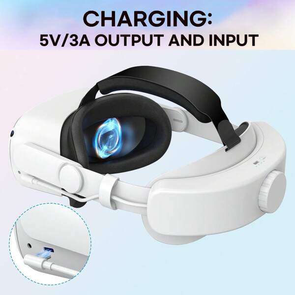 Correa ajustable compatible con Oculus Quest 2, accesorios de Meta Quest 3 para mayor comodidad, soporte e inmersión en el juego de realidad virtual (batería de 6,000mAh)