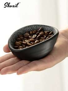 shoxil 1pc Coffee Bean Saucer, Ceramic Coffee Bean Measuring Tray, Display Container Suitable For Tea And Coffee Beans, Can Be Used For Weighing Coffee Beans And Storing Small Snacks, Suitable For Home Kitchen, Living Room Coffee Table, Office Pantry, Cafe Display Area, Tea Room Decoration