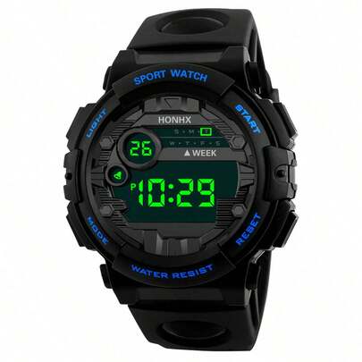 HONHX 1pc Kids Rubber Strap Sporty Round Dial Digital Watch For Daily Life