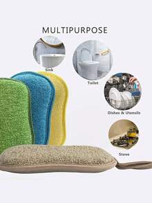 Esponja de cocina de alta densidad para limpiar platos y la cocina, borrador de esponja de poliuretano multifuncional, cepillo de cocina reutilizable y lavable para limpiar ollas y platos sin desprendimiento, paños de limpieza de cocina de varios colores para platos, ollas, sartenes - Frotado suave, para superficies delicadas, cepillo para lavar platos