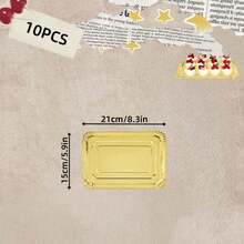 10/20PCS Disposable Light Weight Paper Plates, Gold Rectangular Dinner Plates Bulk For Cookie Dessert Snack Cake, Large Serving Tableware Paper Trays For Wedding, Family Meals, Birthday, Picnics, BBQ, Holiday