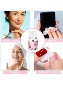 3.38盎司/6.76盎司可重复灌装透明宠物卸妆水瓶，粉色樱花蝴蝶结设计，便携式按压泵头，适用于卸甲油、爽肤水和卸妆液，圆顶设计，仅限手洗，可重复使用旅行装 - 彩色 - 查看 7