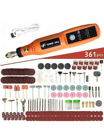 TUNGFULL Máquina de lijar Taladro eléctrico Herramientas rotativas USB Amoladora inalámbrica Taladro Mini Taladro para trabajo en madera Grabado para joyería, metal, vidrio