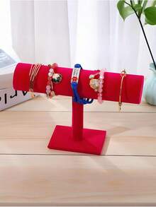 1 Pieza Soporte en forma de T para pulseras, Soporte de exhibición de joyería, Estante de almacenamiento de joyería de franela, Adecuado para relojes, collares, pulseras y otros accesorios de joyería, es la primera opción para la temporada de regreso a clases y regalos festivos.