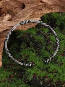 2 Pieces Fashion Wrap Knotted Thorn Gothic Alloy Gold Men's And Women's Wristbands With Twist Opening For Parties, Concerts And Holiday Gifts - D3534 - 查看 3