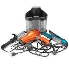 Hair Dryer Holder 2 Storage Slots Polder Styling Station Hair And Beauty Tool Organizer Black