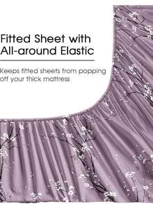 4 件套紫色梅花枝花卉图案床单套件易于护理超细纤维柔软床上用品套装花卉床笠套件（1 件床单+1 件床笠+2 个枕套）床笠套件特大号双人床全尺寸床单深口袋最大 11.8 英寸枕套，柔软透气防皱，更适合睡眠，豪华酒店风格，送给妈妈爸爸朋友的礼物宿舍床上用品返校床上用品宿舍床上用品返校床上用品 - 紫色 - 查看 6