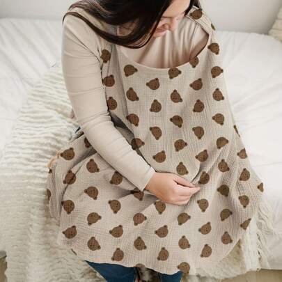 1 件女士哺乳巾，100% 机织面料哺乳围巾，印花设计，透气遮光，适合婴儿车、汽车座椅和哺乳，新妈妈，14 岁以上