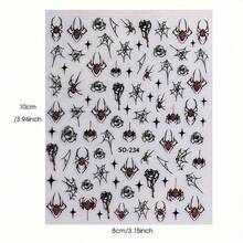 3D Glitter Halloween Nail Stickers - Reusable Spider & Web Design Nail Art For Women - Party Supplies - Đỏ - Xem 6