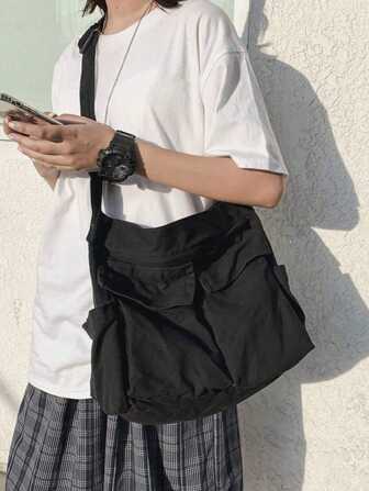 日韩风格学生女士时尚可调节肩带大容量多口袋斜挎包