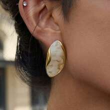 1对极简主义标语饰品Y2K风格月亮耳环，轻盈低敏树脂耳环 - 復古樹脂耳環 - 查看 14