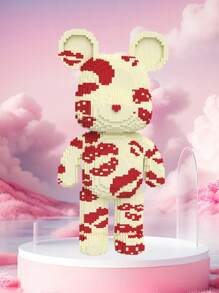 1 套 39 厘米/15.3 英寸动物造型 DIY 积木，粉色暴力熊亲吻熊小颗粒积木，创意桌面装饰，减压玩具，生日礼物，毕业礼物，万圣节礼物，圣诞节礼物