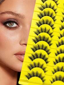 10 Pairs Of Cat-Eye Transparent, Natural, Thick And Soft False Eyelashes, D-Curled, Comfortable And Multi-Functional False Eyelashes - Fluffy Lashes - View 7