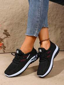 Women's Slip-On Mid-Top Casual Sports Shoes - Breathable Synthetic Cover & Mesh Upper, Vibrant Green & Orange Accents, EVA/PVC Cushioned Sole For All-Day Comfort - Versatile For Work, Running Errands & Casual Attire, Ladies Sneakers, Workwear Sneakers, Stylish Slipons, Modern Sneakers, Durable Traction, Comfortable Fit - màu đen - Xem 5