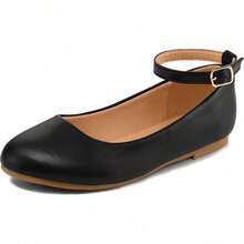 SUNCOM Girls Dressy Ballet Flats With Ankle Strap – Lightweight Non-Slip Mary Jane Shoes For Party, Dance & Formal Wear, Toddler/Little Kid/Big Kid - 黑浦 - 查看 2