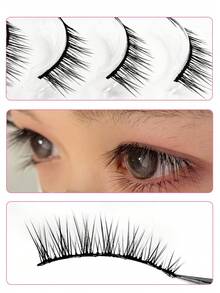 Asiteo 5 pares de pestañas postizas estilo París y coreano, nuevas pestañas falsas rectas, naturales y delgadas, adecuadas para principiantes y uso diario, cosplay, estilo anime - Negro - Ver 4