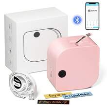 Phomemo P12 Label Maker Machine With 1 Tape, Bluetooth Small Thermal Label Printer With Multiple Templates Mini Label Maker For Home, Kitchen, Organization, Office - Pink - View 1