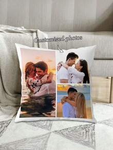 Personalized Gift For Men, 1pc Custom Photo Throw Pillow Cover, Washable Printed Cushion For Couples Families, Christmas Decor, Breathable Soft Home Textile, Heartwarming Customizable Picture Memento, Memory Keepsake Gift - Multicolor - View 6
