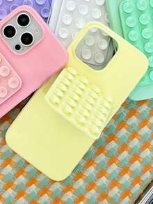 1 chiếc ốp lưng điện thoại silicon lỏng dễ thương, tiện dụng, màu Dopamine mùa hè, có đế hút chân không, tương thích với iPhone 17 Air 16 15 14 13 12 11 Pro Max Plus, mặt lưng mềm, quà tặng mùa xuân, tiệc tùng. - Màu vàng - Xem 3